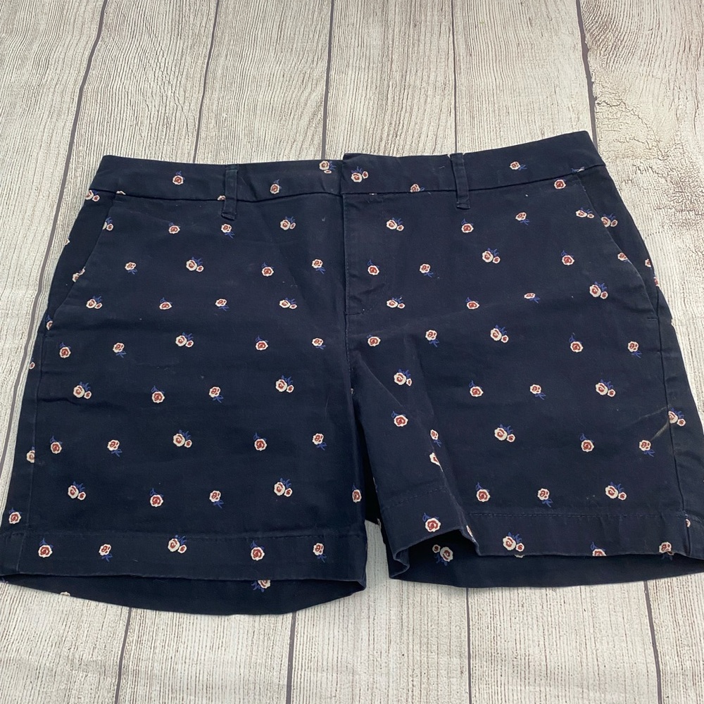 Tommy Hilfiger Bermuda Shorts Womens Size 8 Navy Blue Floral Print